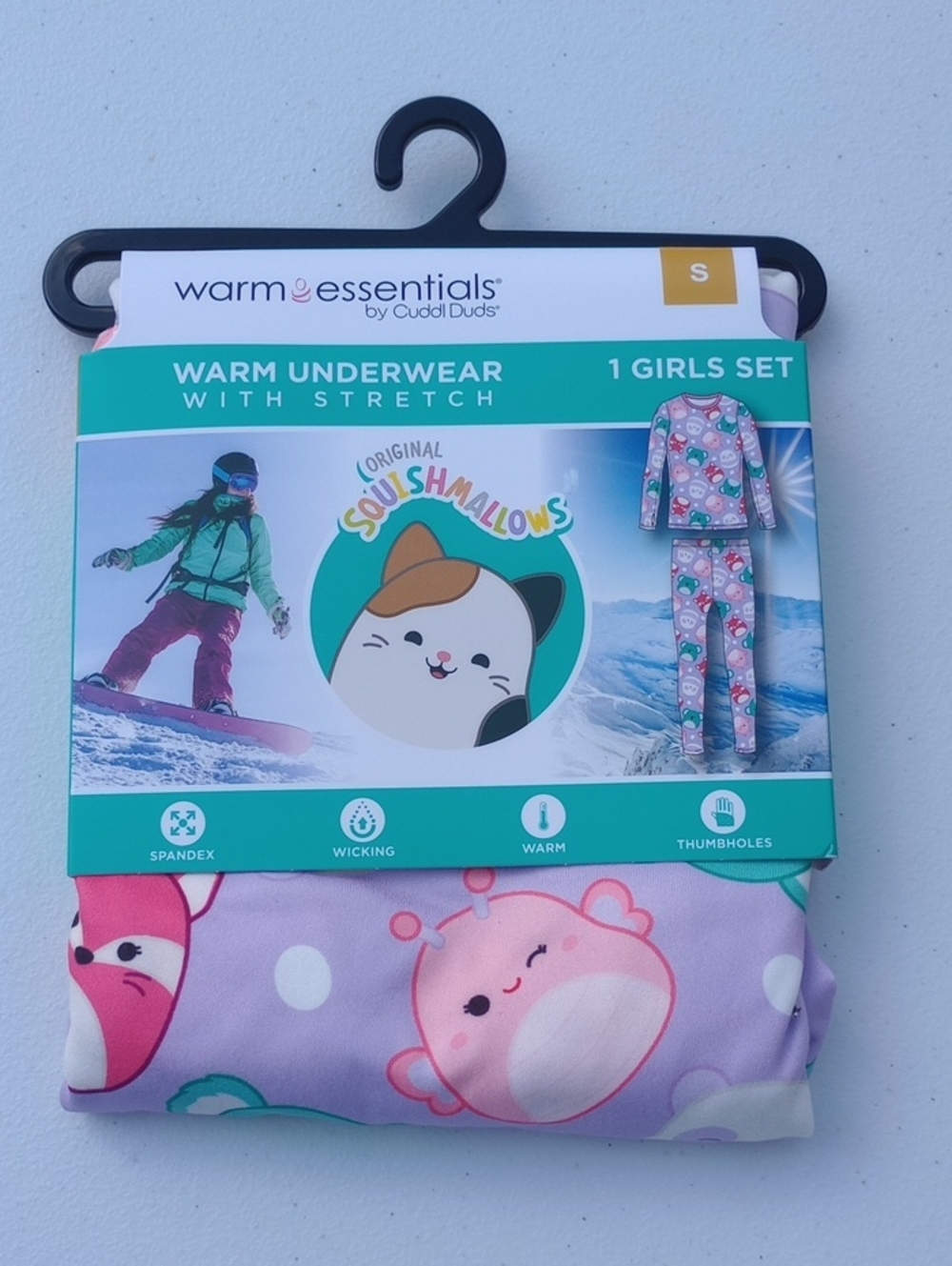 Warm Essentials by Cuddl Duds Girls Squishmallows Warm Underwear Set